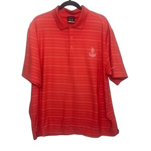 Vintage Y2K Nike Red White Striped Dri-Fit St Andrews Old Course Golf Polo XL
